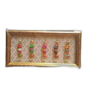 VTG Framed Thai Warrior Enamel Brooch Set — Hand Finished 5 Piece Multicolor Set